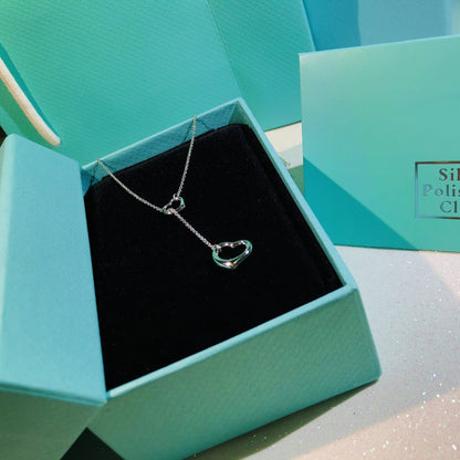 [Stellar jewels]OPEN HEART LARIAT NECKLACE SILVER