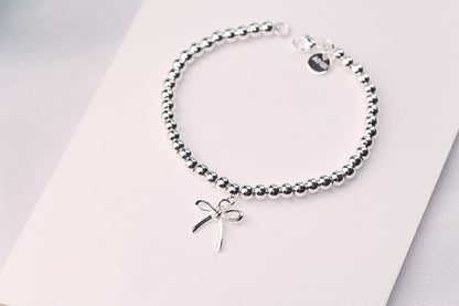 [Stellar jewels]STERLING SILVER BOW BEAD BRACELET