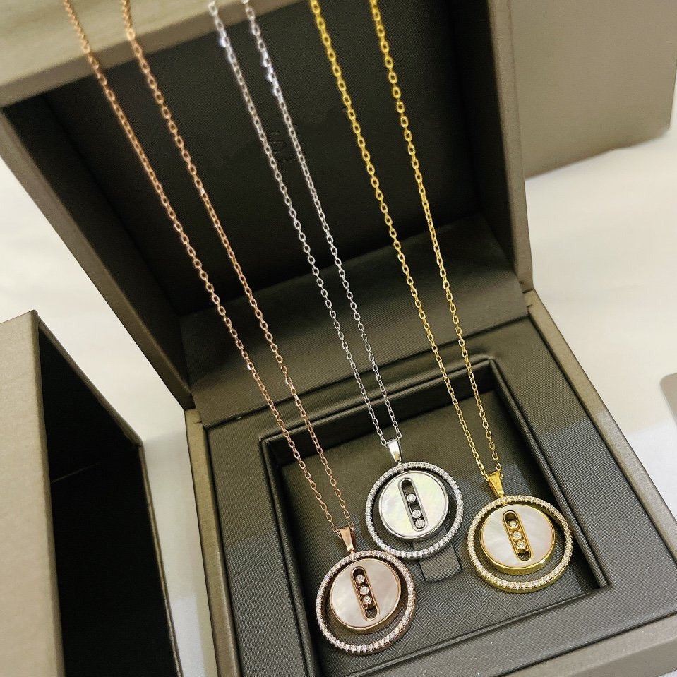 [Stellar Jewelry]LUCKY MOVE MM NACRE BLANCHE DIAMOND NECKLACE