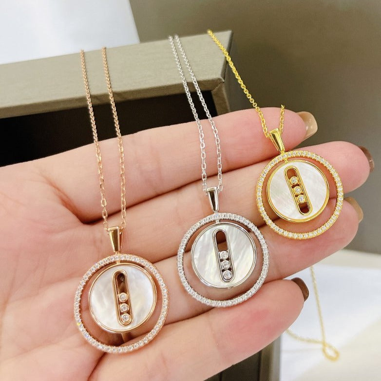 [Stellar Jewelry]LUCKY MOVE MM NACRE BLANCHE DIAMOND NECKLACE