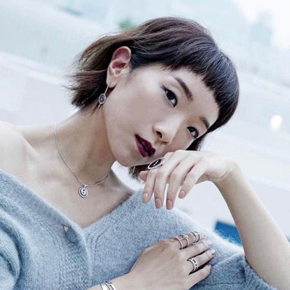 [Stellar Jewelry]LUCKY MOVE ARROW PINK GOLD DIAMOND EARRINGS