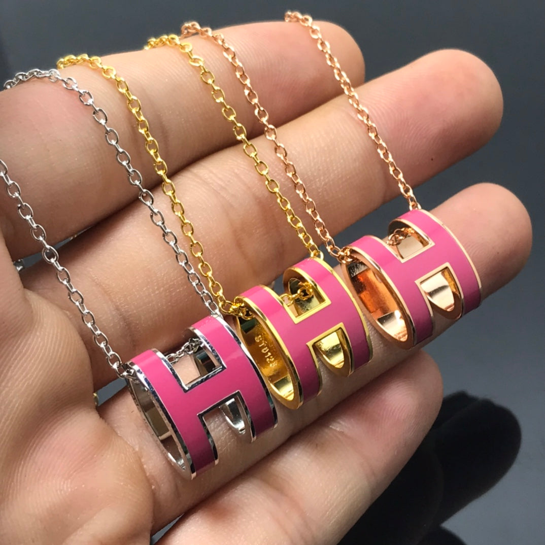 [Stellar Jewelry]H NECKLACE PINK