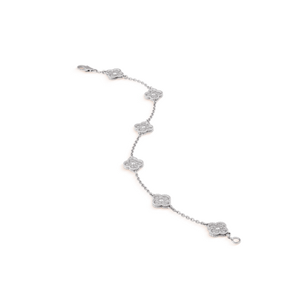 [Stellar Jewelry]CLOVER 6 MOTIF SILVER DIAMOND BRACELET