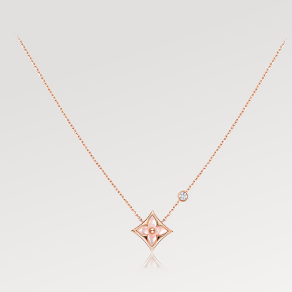 [Stellar Jewelry]STAR PINK MOP 1 DIAMOND PINK GOLD NECKLACE