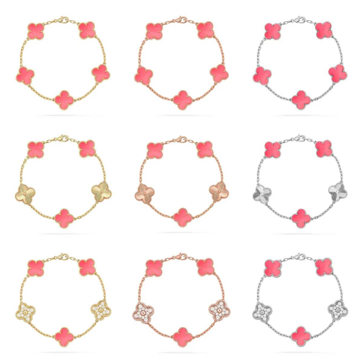 [Stellar Jewelry] CLOVER 5 MOTIFS  PINK MOP BRACELET COLLECTION