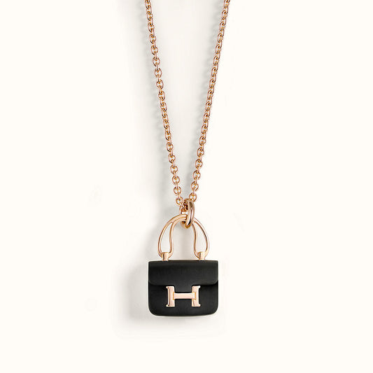 [Stellar Jewelry]CONSTANCE BLACK PEDANT PINK GOLD NECKLACE