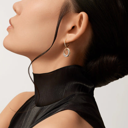 [Stellar Jewelry]TRINITY HALF DIAMOND  EARRINGS