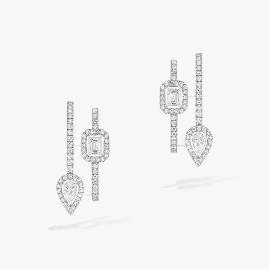 [Stellar Jewelry]CREOLES MY TWIN 2 RANGS SILVER DIAMOND EARRINGS