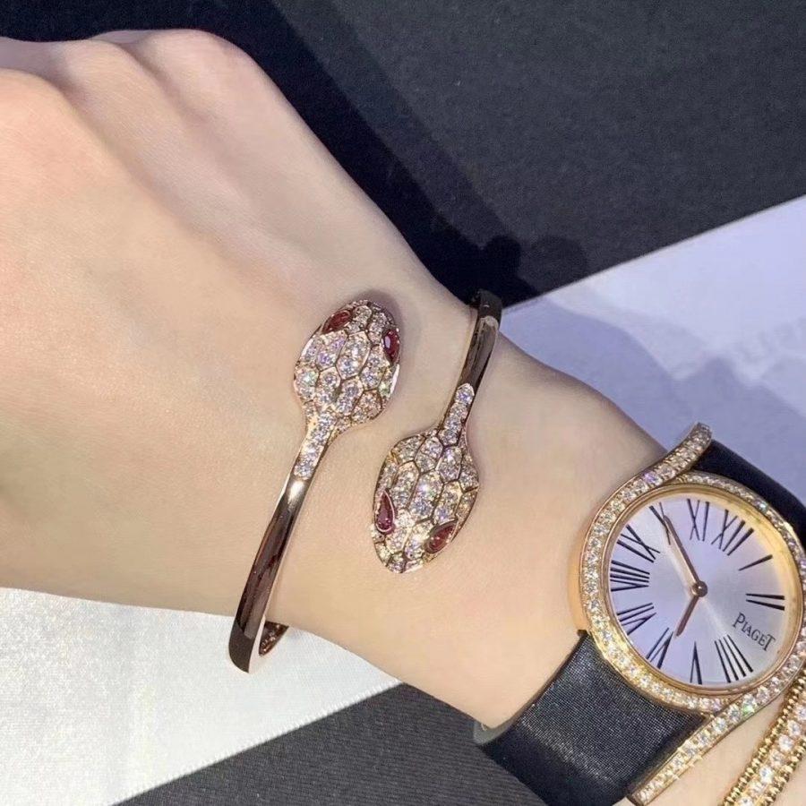 [Stellar Jewelry]SERPENTI BRACELET PINK GOLD DIAMOND DOUBLE SNAKE