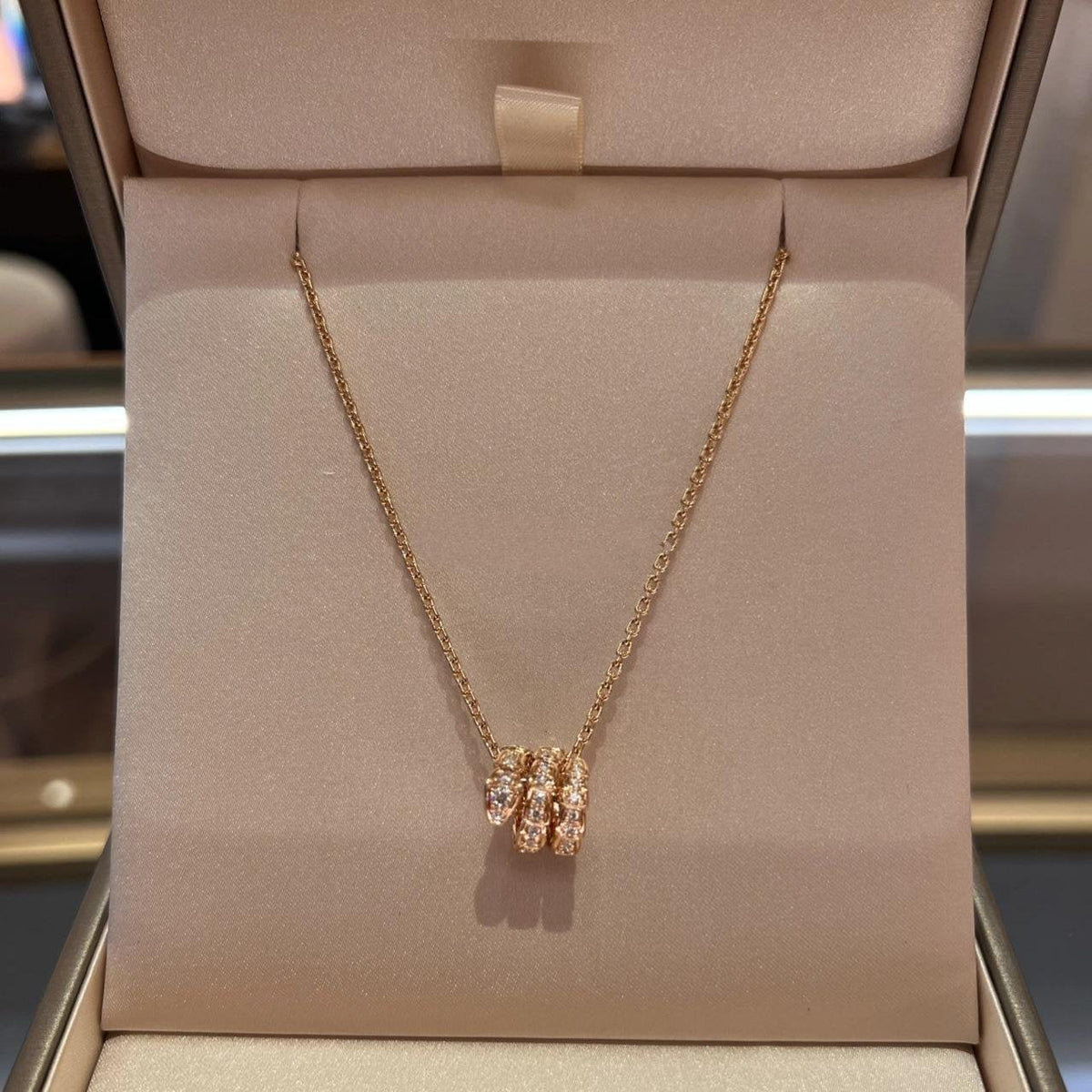 [Stellar Jewelry]SERPENTI PINK GOLD NECKLACE DOUBLE RING DIAMOND