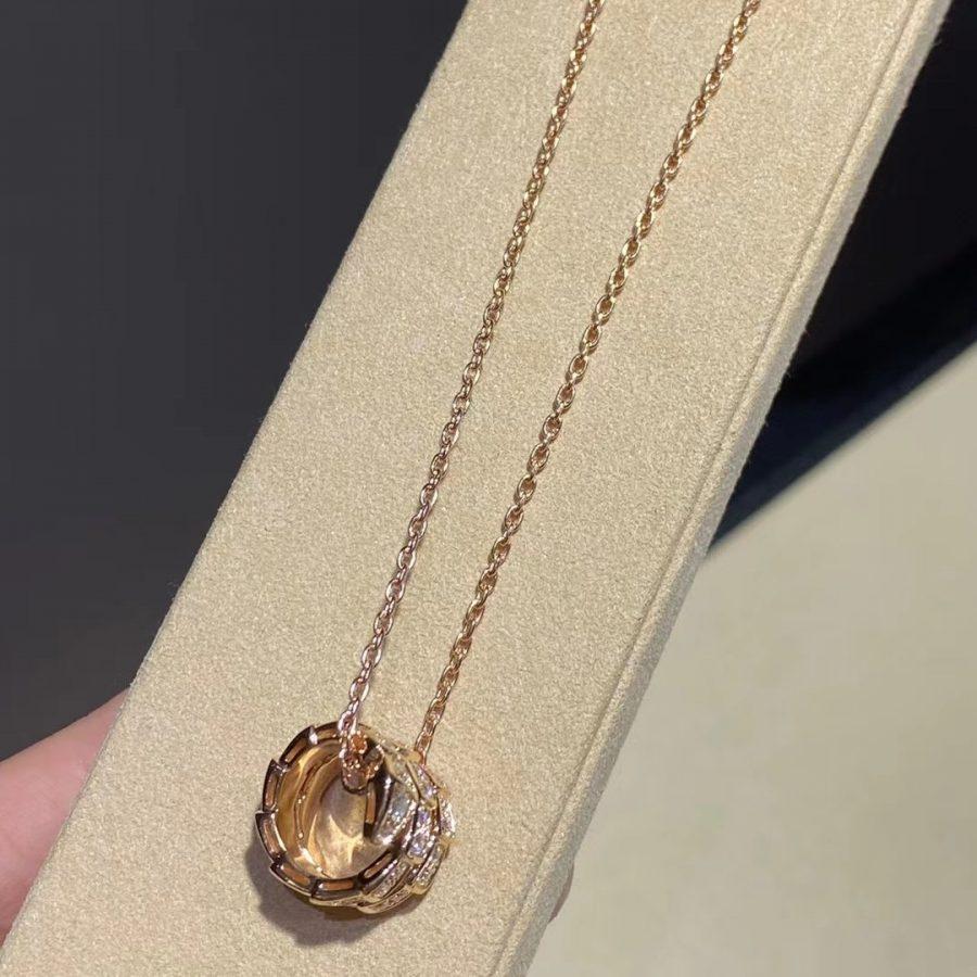 [Stellar Jewelry]SERPENTI PINK GOLD NECKLACE DOUBLE RING DIAMOND