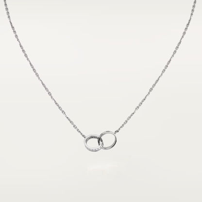 [Stellar Jewelry]LOVE DOUBLE RING HALF DIAMOND NECKLACE