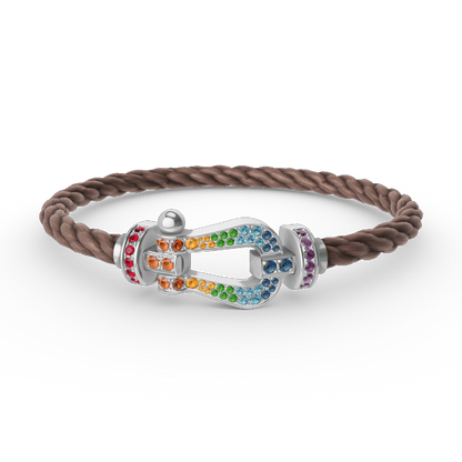 [Stellar Jewelry]FORC LARGE HORSESHOE  COLORED DIAMOND BRACELET SILVER