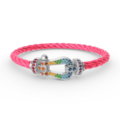 [Stellar Jewelry]FORC LARGE HORSESHOE  COLORED DIAMOND BRACELET SILVER