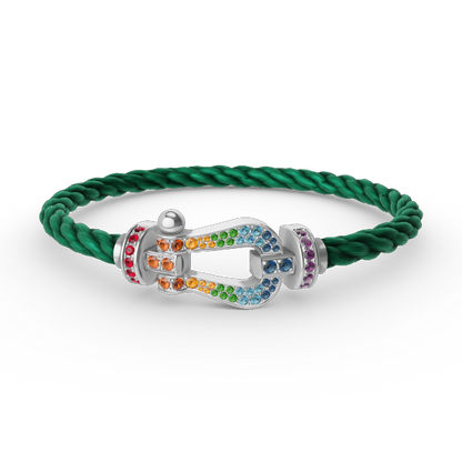 [Stellar Jewelry]FORC LARGE HORSESHOE  COLORED DIAMOND BRACELET SILVER