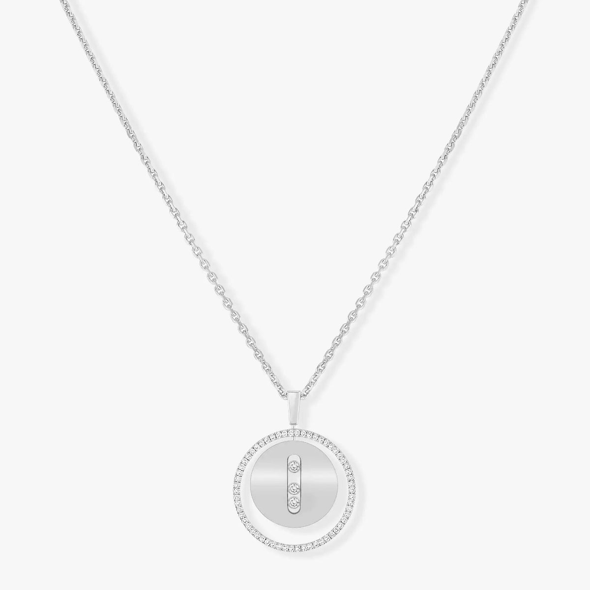 [Stellar Jewelry]LUCKY MOVE MM SILVER DIAMOND NECKLACE