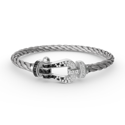 [Stellar Jewelry]FORCE LARGE HORSESHOE BLACK WHITE DIAMOND BRACELET SILVER