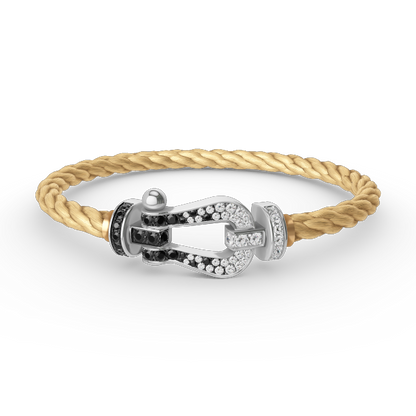 [Stellar Jewelry]FORCE LARGE HORSESHOE BLACK WHITE DIAMOND BRACELET SILVER