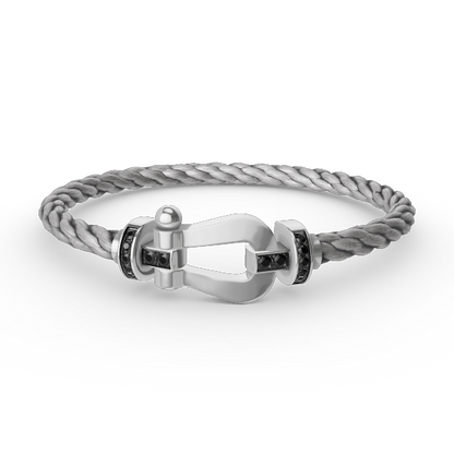[Stellar Jewelry]FORCE LARGE HORSESHOE BLACK DIAMOND BRACELET SILVER