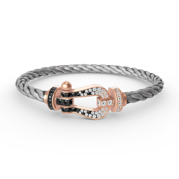 [Stellar Jewelry]FORCE LARGE HORSESHOE BLACK WHITE DIAMOND BRACELET ROSE GOLD