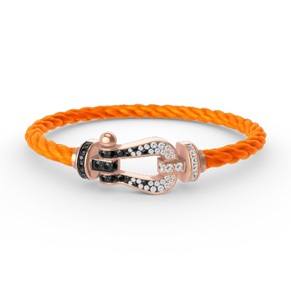 [Stellar Jewelry]FORCE LARGE HORSESHOE BLACK WHITE DIAMOND BRACELET ROSE GOLD