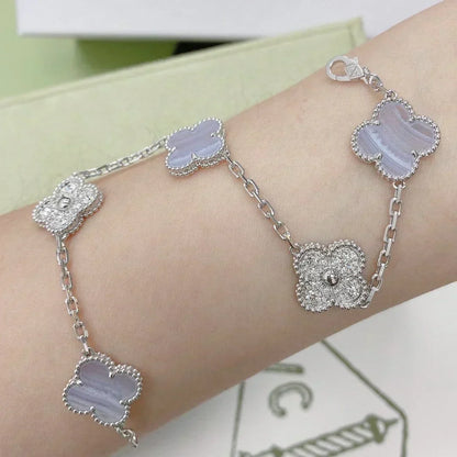 [Stellar Jewelry] CLOVER 5 MOTIF PURPLE CHALCEDONY BRACELET COLLECTION