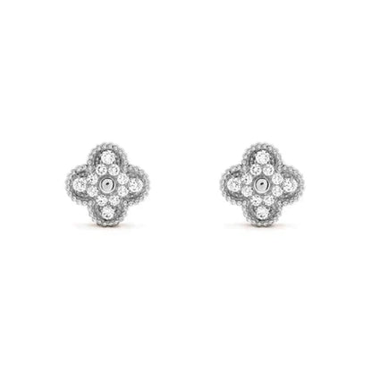 [Stellar Jewelry]CLOVER 1 MOTIFS DIAMOND STUD EARRINGS SILVER