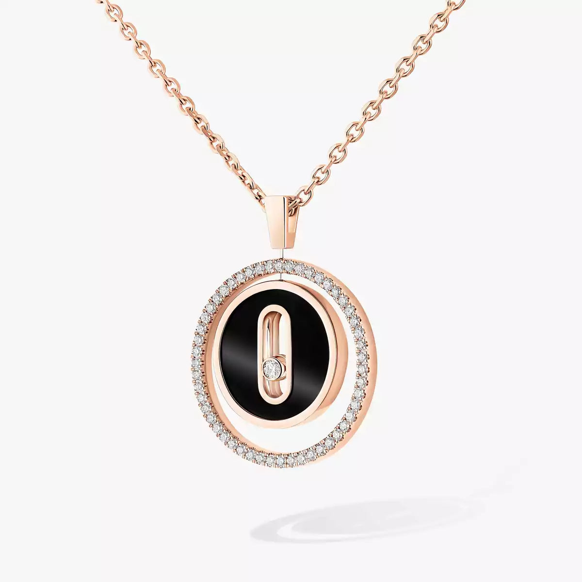 [Stellar Jewelry]Lucky Move Diamond Necklace in Rose Gold and White Mother-of-Pearl