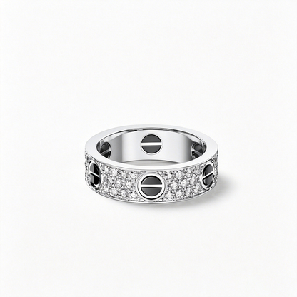 [Stellar Jewelry]LOVE RING 5.5MM DIAMONDS PAVED CERAMIC