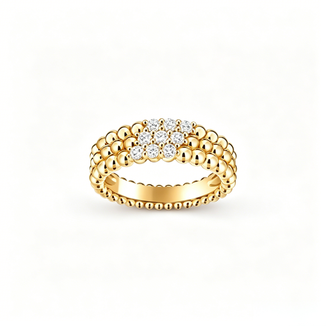 [Stellar Jewelry] THREE-ROW DIAMOND RING