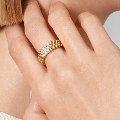 [Stellar Jewelry] THREE-ROW DIAMOND RING