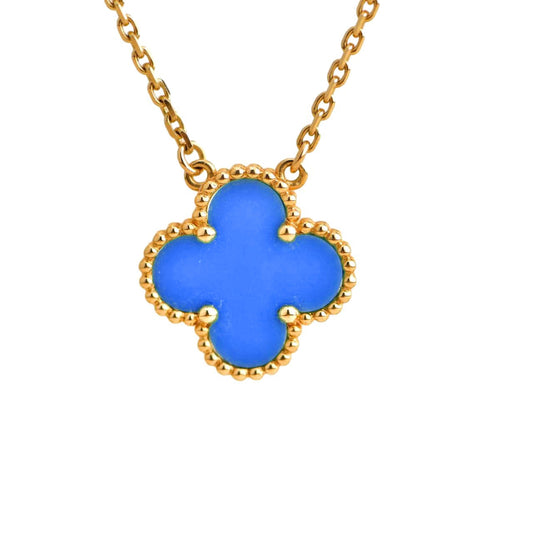 [Stellar Jewelry]CLOVER 15MM BLUE AGATE NECKLACE