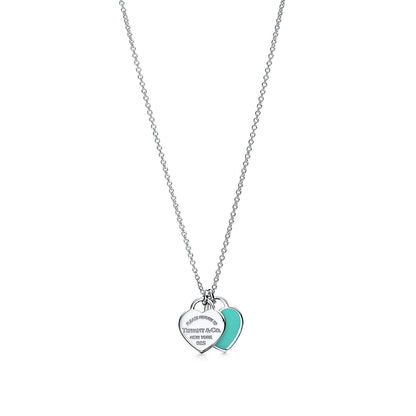 [Stellar jewels]DOUBLE HEART TAG PENDANT SILVER MINI NECKLACE