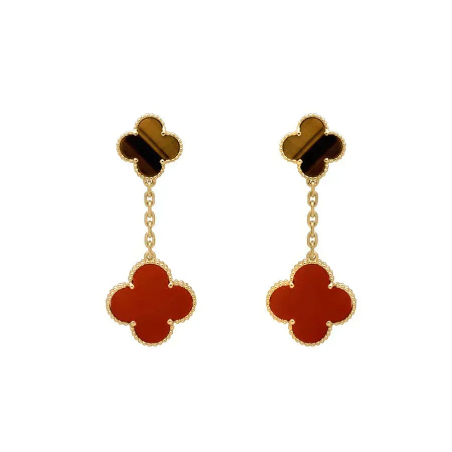 [Stellar Jewelry]CLOVER  2 MOTIF  TIGER EYE CARNELIAN EARRINGS