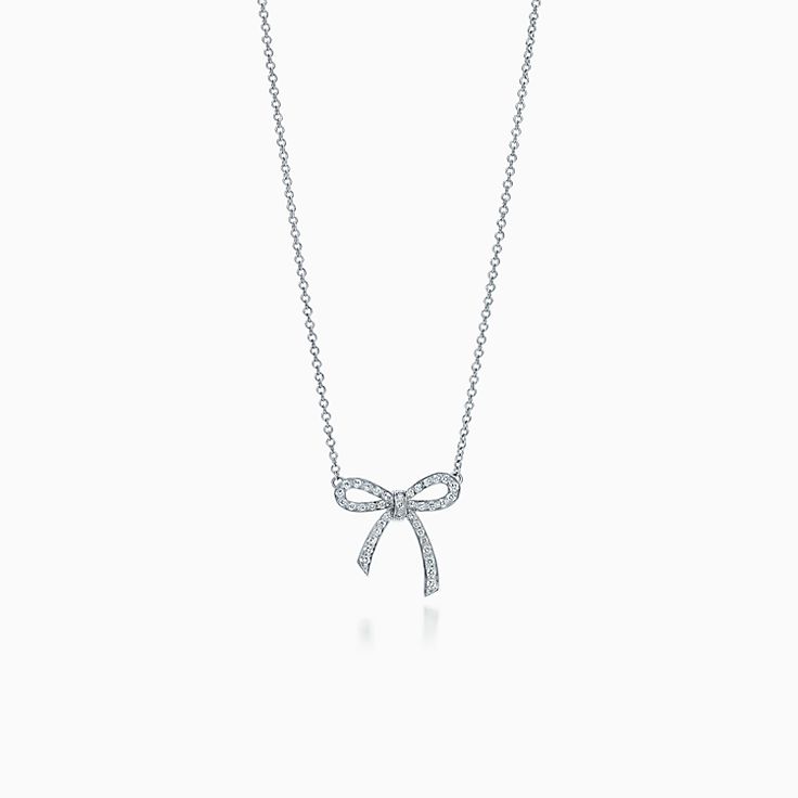 [Stellar jewels]RIBBON NECKLACE BOW PENDANT DIAMOND CHARM CHAIN