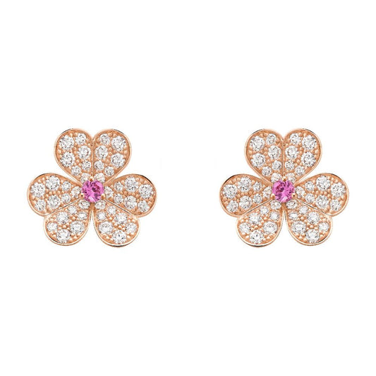 [Stellar Jewelry]FRIVOLE PINK GOLD FLOWER DIAMOND EARRINGS