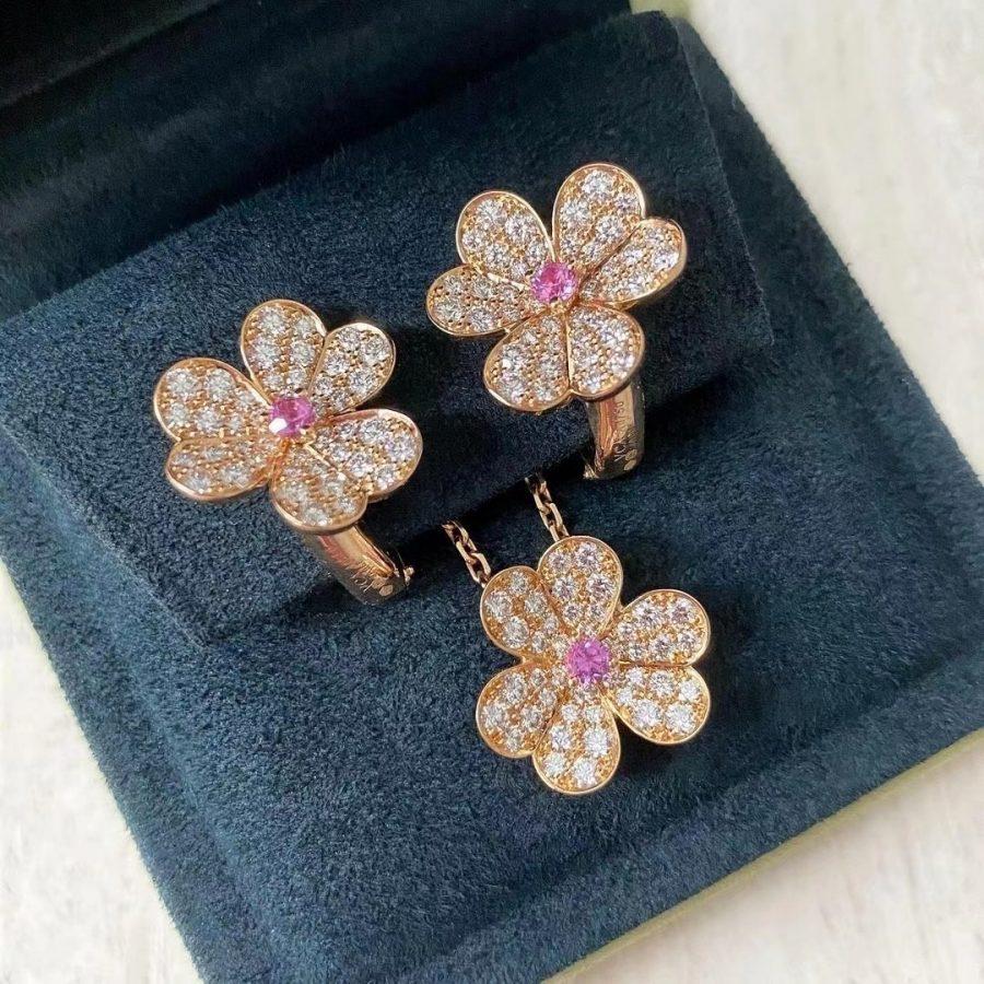 [Stellar Jewelry]FRIVOLE PINK GOLD FLOWER DIAMOND EARRINGS