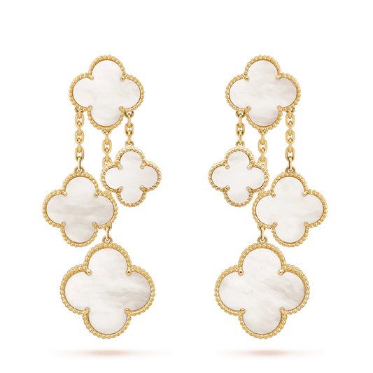 [Stellar Jewelry]CLOVER EARRINGS WHITE MOP 4 MOTIFS GOLD