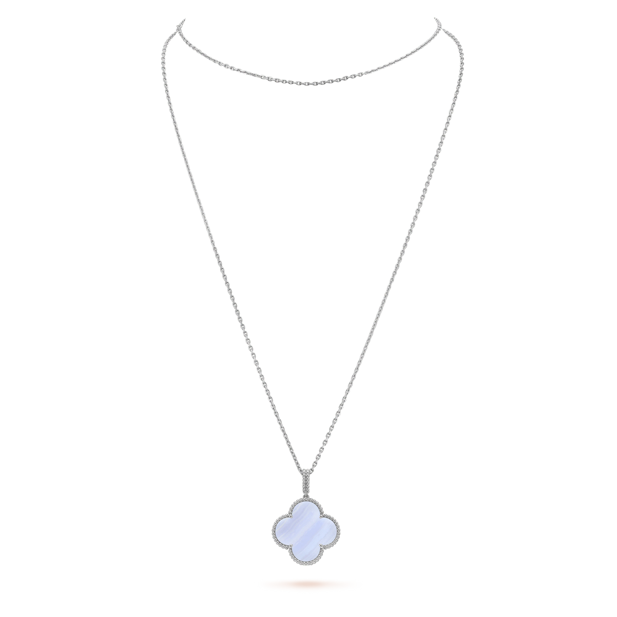 [Stellar Jewelry]CLOVER SILVER CHALCEDONY BIG CLOVER NECKLACE