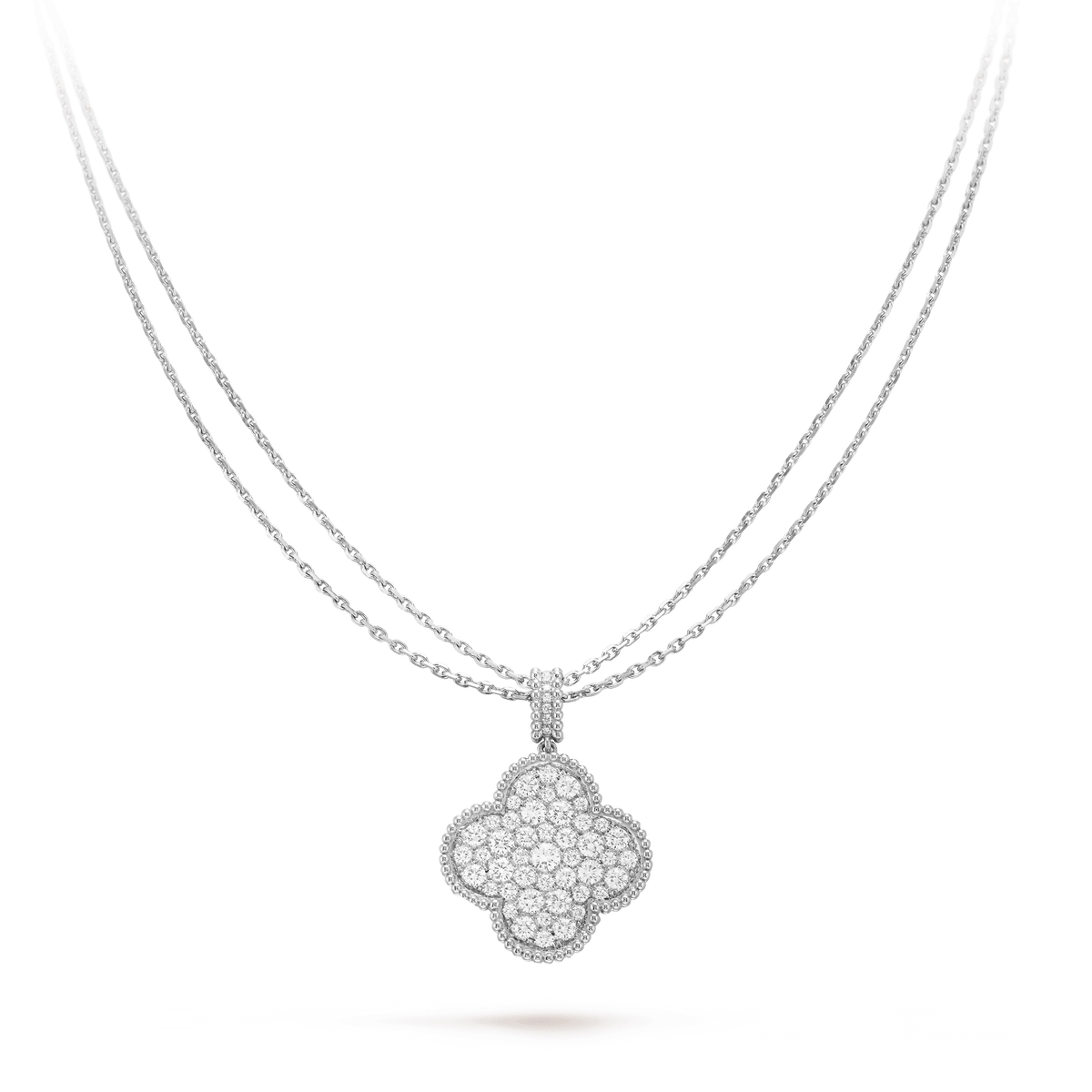 [Stellar Jewelry]CLOVER 25MM SILVER FULL DIAMOND BIG CLOVER NECKLACE