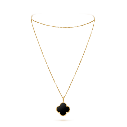 [Stellar Jewelry]CLOVER 25MM GOLD ONYX BIG CLOVER NECKLACE