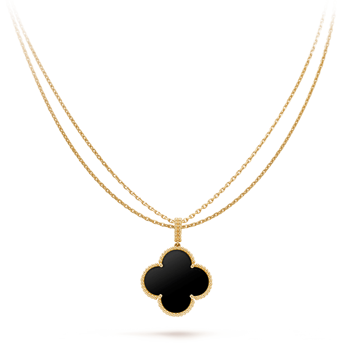[Stellar Jewelry]CLOVER 25MM GOLD ONYX BIG CLOVER NECKLACE
