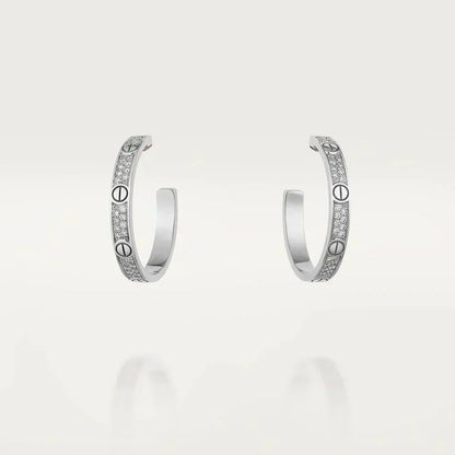 [Stellar Jewelry]LOVE DIAMOND SILVER HOOP EARRINGS