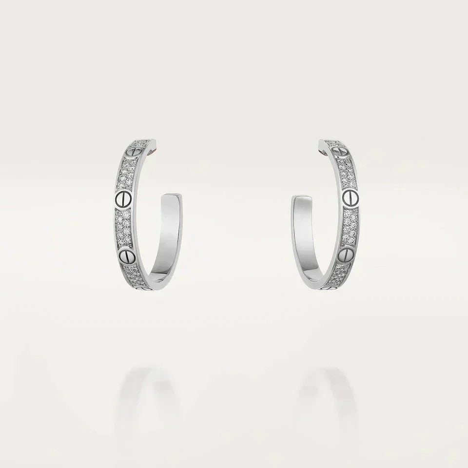 [Stellar Jewelry]LOVE EARRINGS 3.6MM DIAMOND PAVED