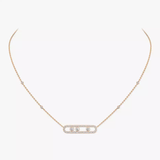 [Stellar Jewelry] Move Pave_ Rose Gold Diamond Necklace