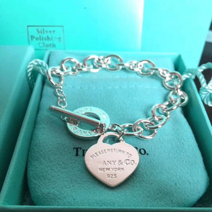 [Stellar jewels]LOVE HEART PIN BUCKLE RETURN TO TIF SILVER BRACELET
