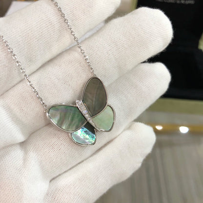 [Stellar Jewelry]LARGE BUTTERFLY SILVER PENDANT DIAMOND NECKLACE