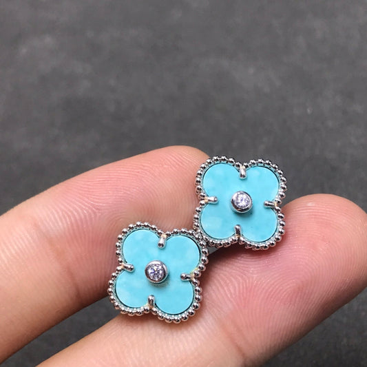 [Stellar Jewelry]CLOVER 1 DIAMOND BLUE SKY SILVER EARRINGS