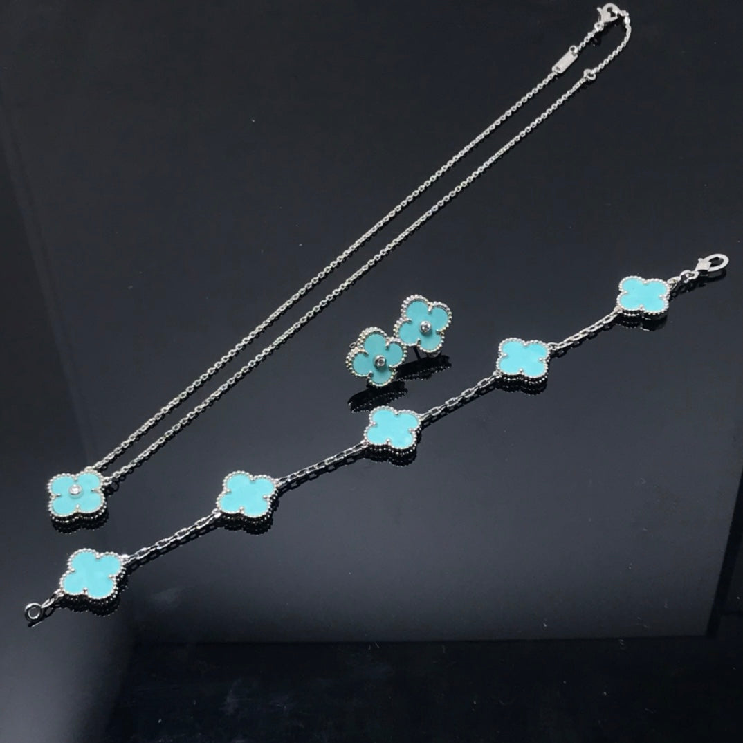 [Stellar Jewelry]CLOVER 1 DIAMOND BLUE SKY SILVER EARRINGS