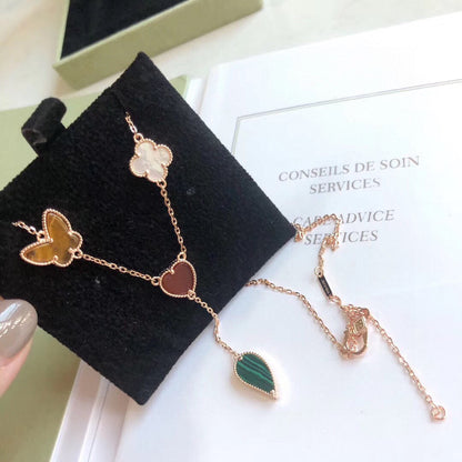 [Stellar Jewelry]LUCKY SPRING 4 MOTIFS ROSE GOLD NECKLACE
